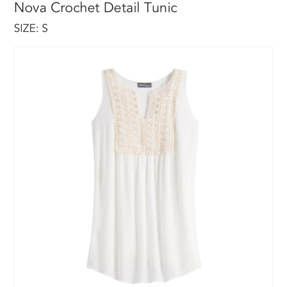 Market & Spruce white nova crochet tunic tank NWT